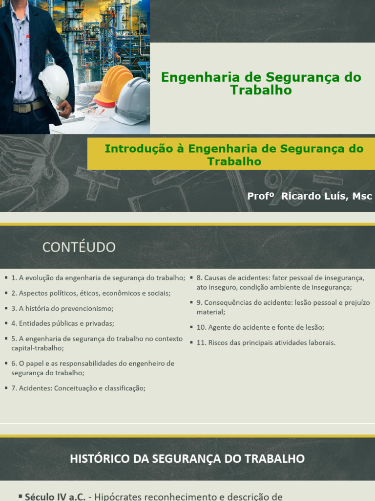 Evolução da Engenharia de Segurança do Trabalho | PDF