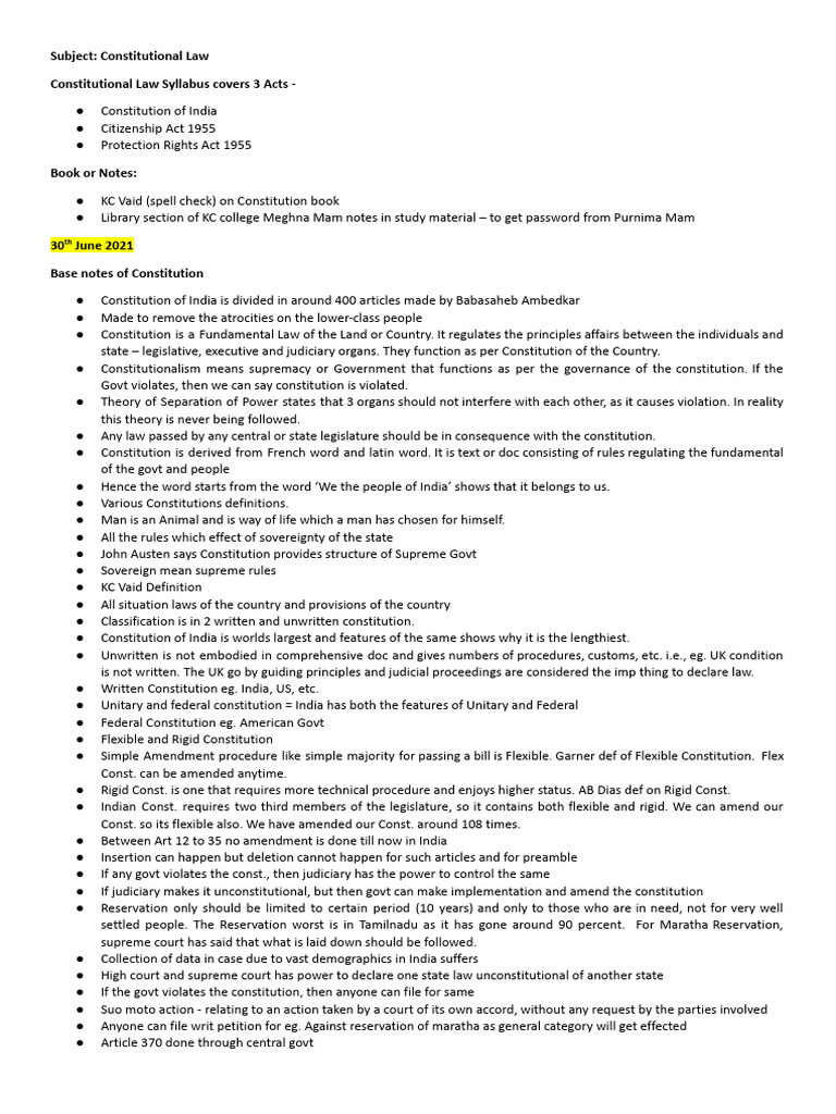 Constitutional Law Syllabus Overview | PDF | Constitutional Law ...