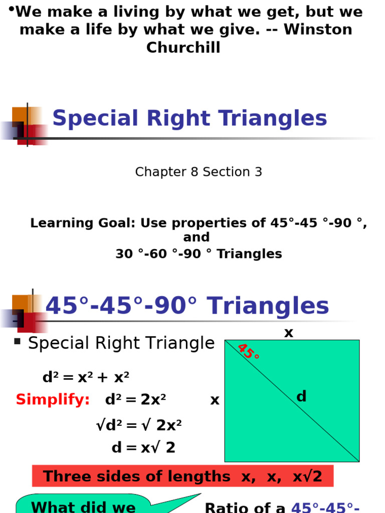 Special Right Triangle pp | PDF | Triangle | Geometry