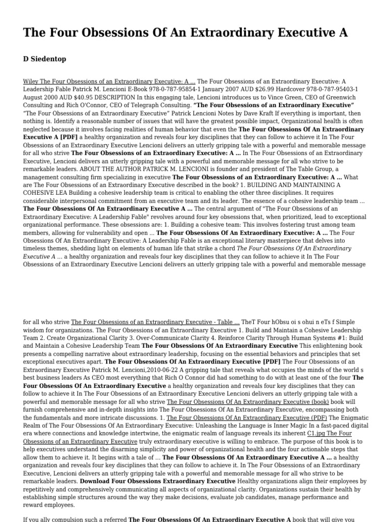 Icdl Hafedpoly Edu NG The Four Obsessions of An Extraordinary Executive ...