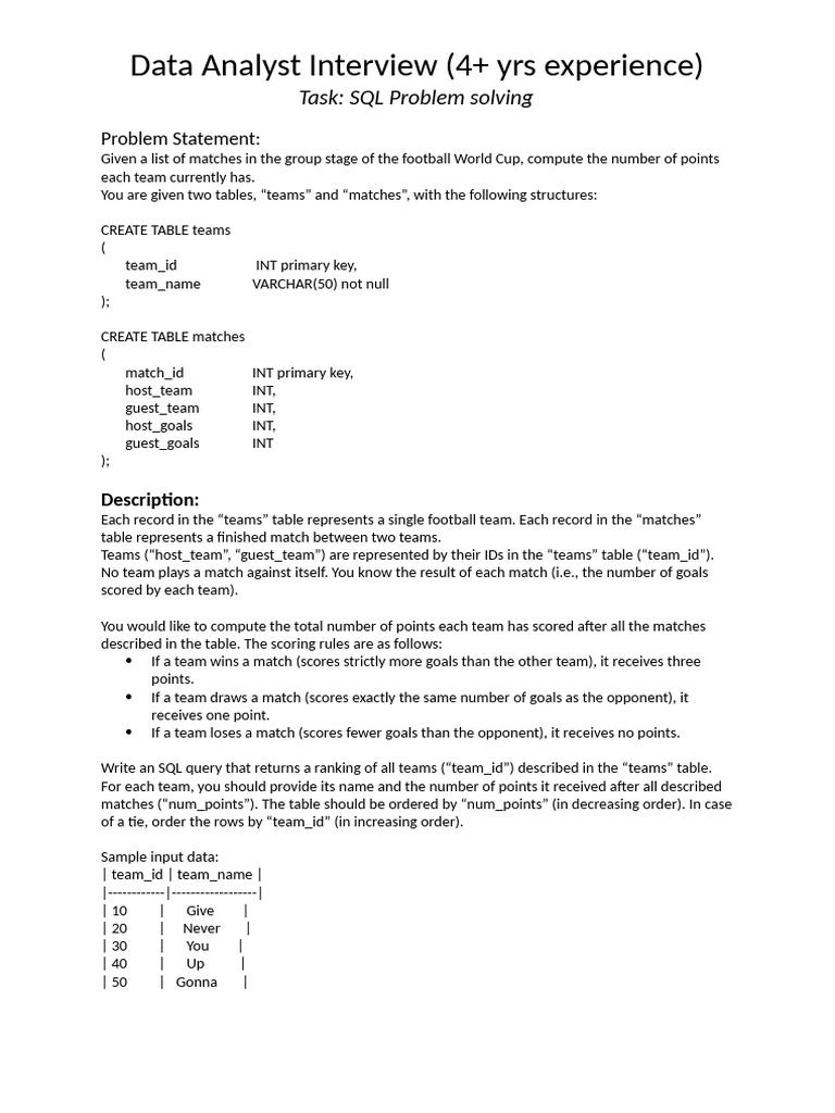 PROBLEM_STATEMENT-Football_Match_Score_DA_Interview | PDF | Computing ...
