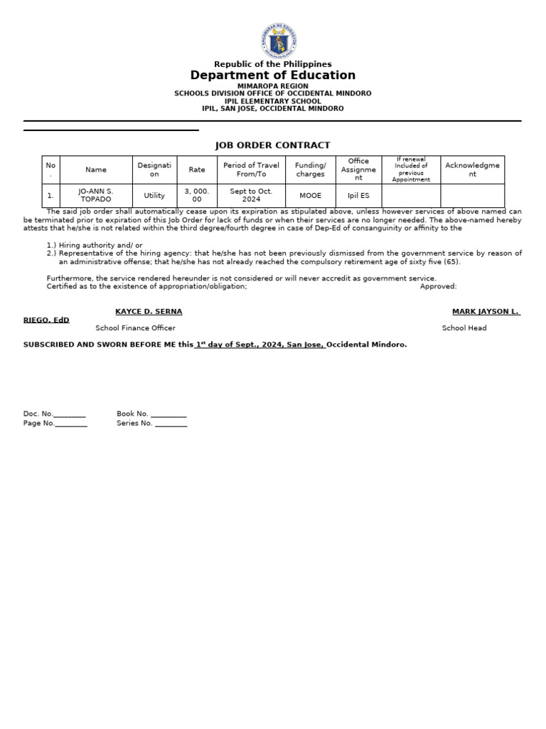 2_.JO CONTRACT_.APRIL - MAY 2024 | PDF