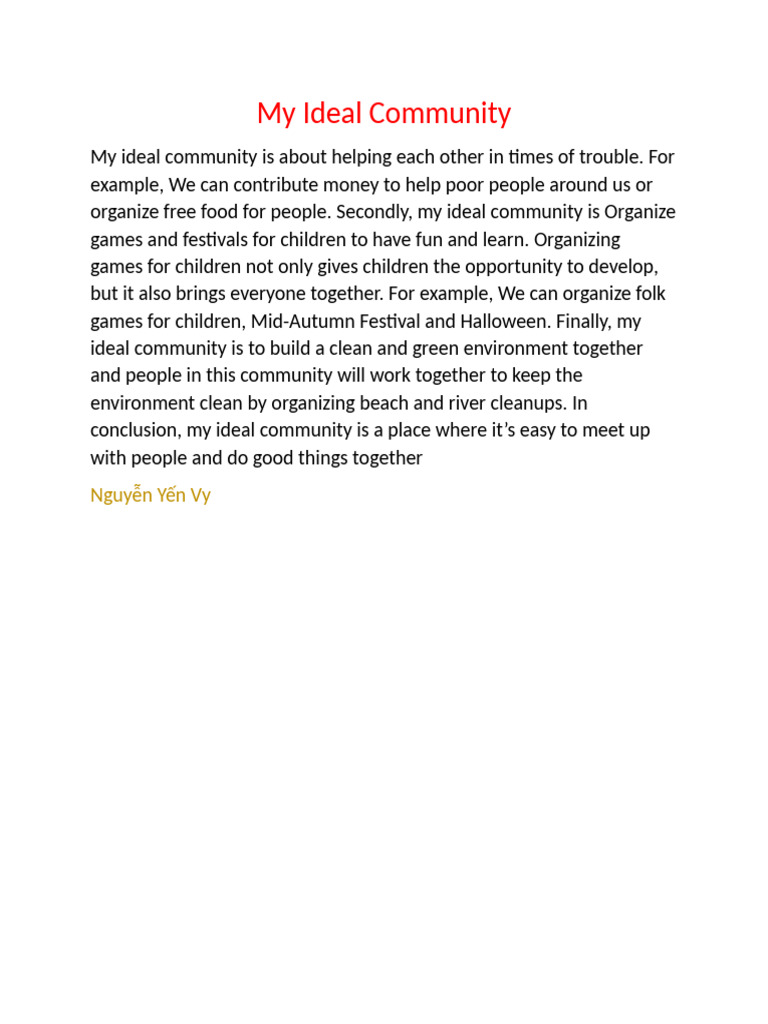 Vision for a Supportive Community | PDF