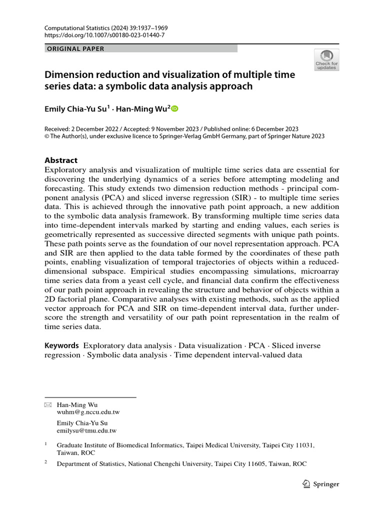 Dimension Reduction for Time Series Data | PDF | Principal Component ...