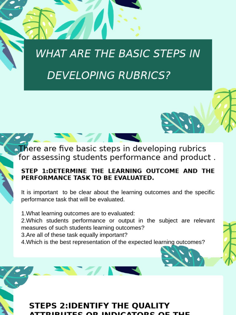 Steps to Develop Effective Rubrics | PDF