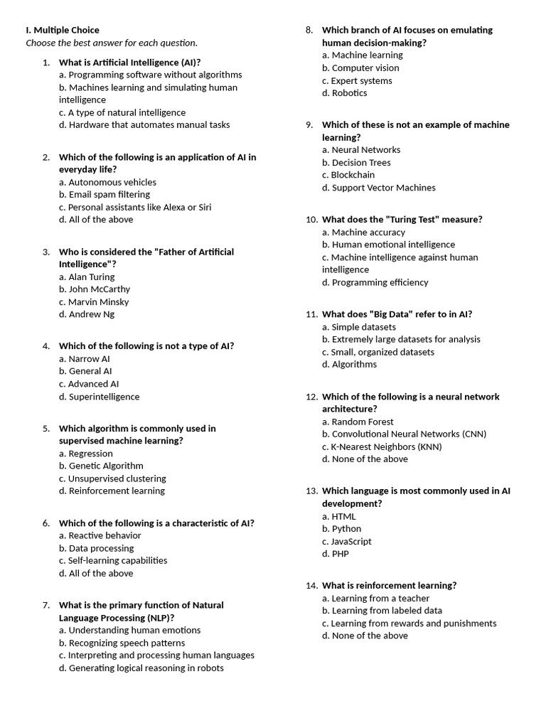 Ai Quiz Pdf Artificial Intelligence Intelligence Ai Semantics