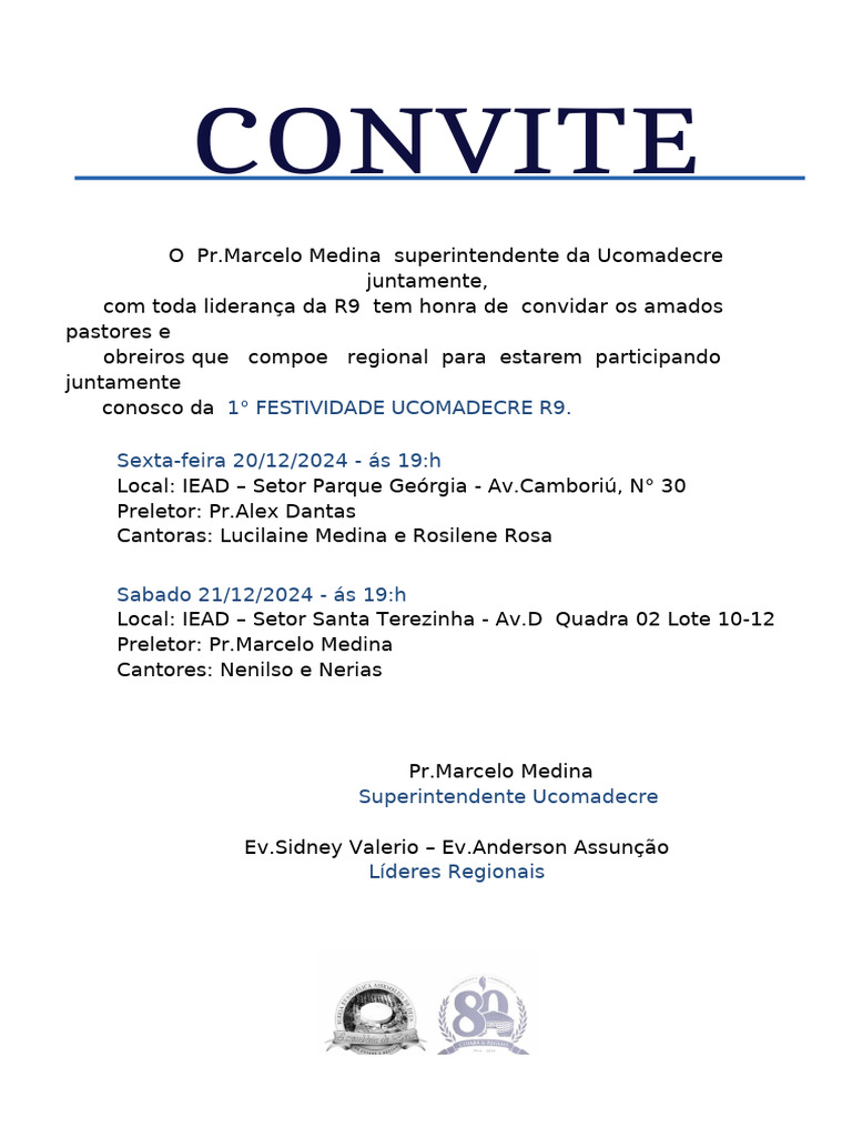 Convite Festividade Dos Varoes | PDF