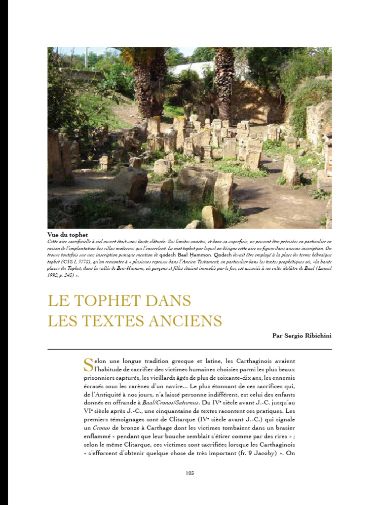 Sacrifices au Tophet de Carthage | PDF | Civilisation carthaginoise ...