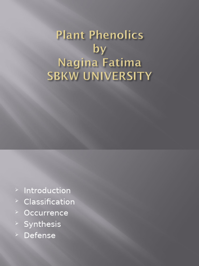 Phenolic Compounds in Plants: Roles & Benefits | PDF | Polyphenol | Biology