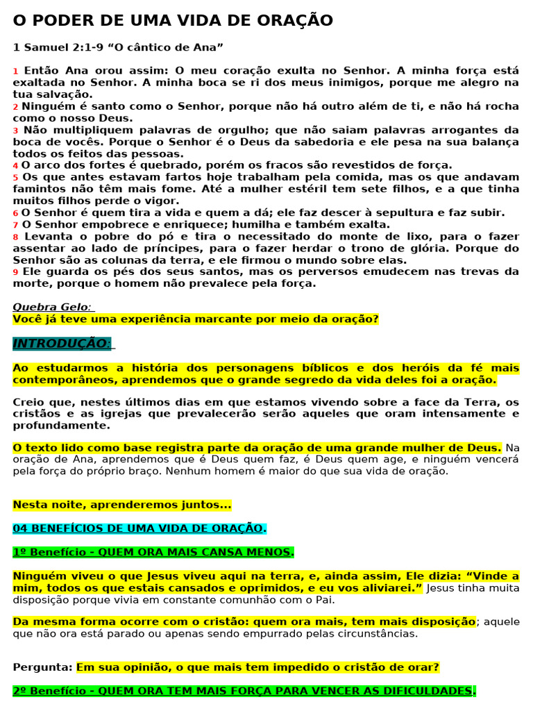 O Poder da Oração na Vida Cristã | PDF | Oração | Crença e doutrina ...