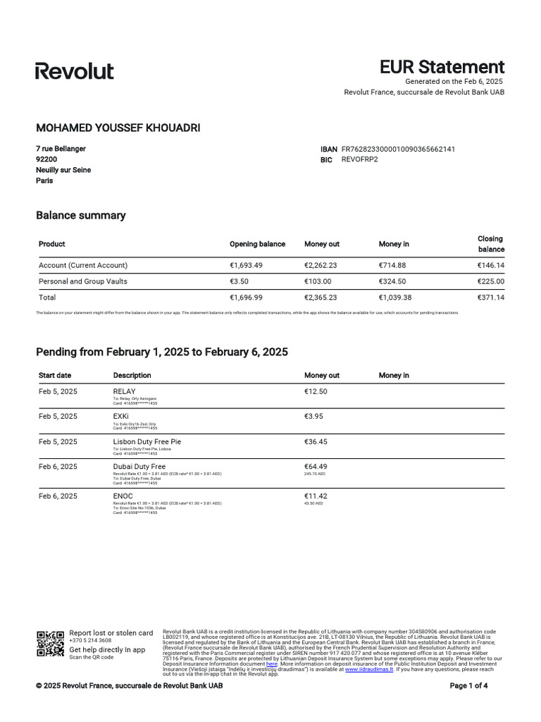 Revolut Account Statement Summary | PDF | Banks | Economies