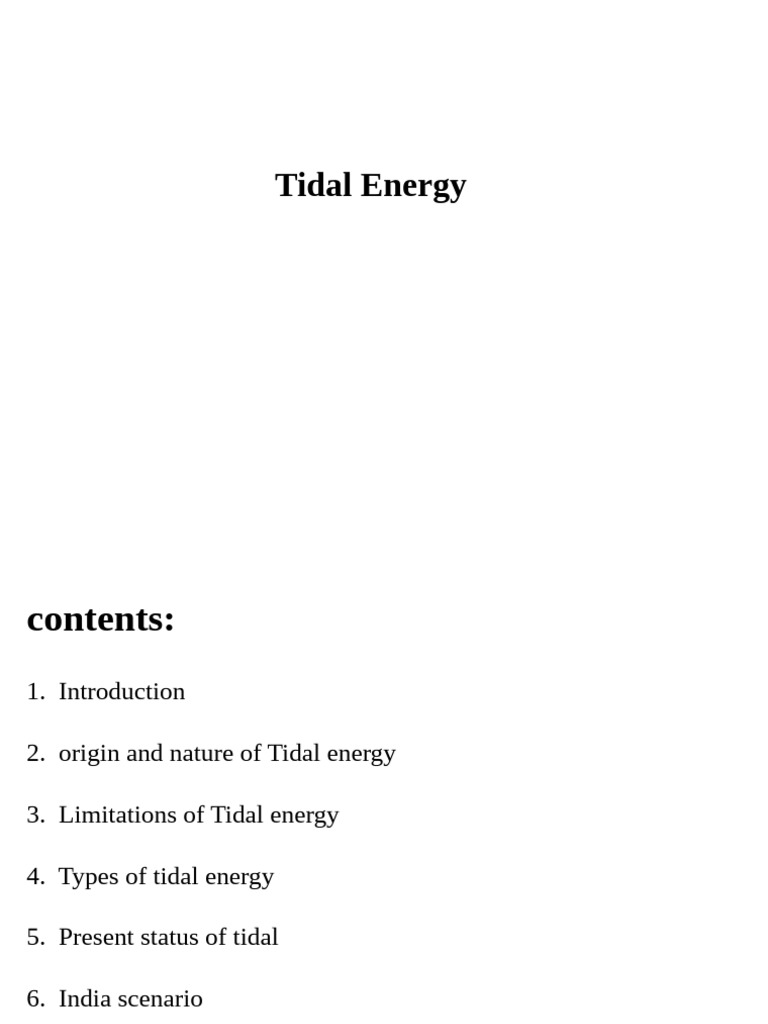 Tidal Energy | PDF | Tide | Hydrology