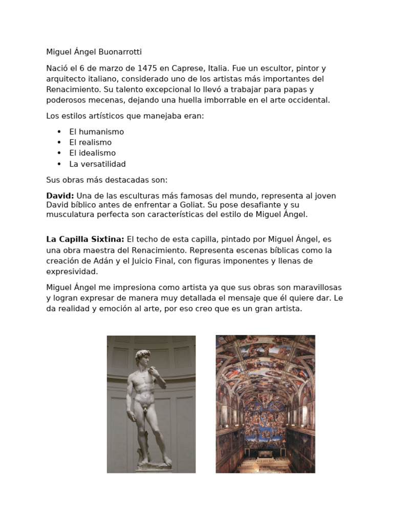 Miguel Ángel: Maestro del Renacimiento | PDF
