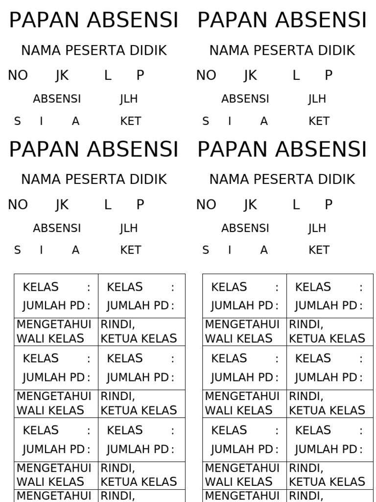 PAPAN ABSENSI | PDF