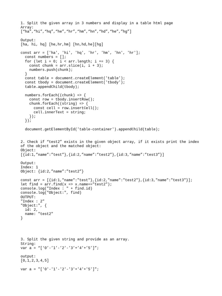 JavaScript Array and Table Manipulation | PDF | Computer Programming ...