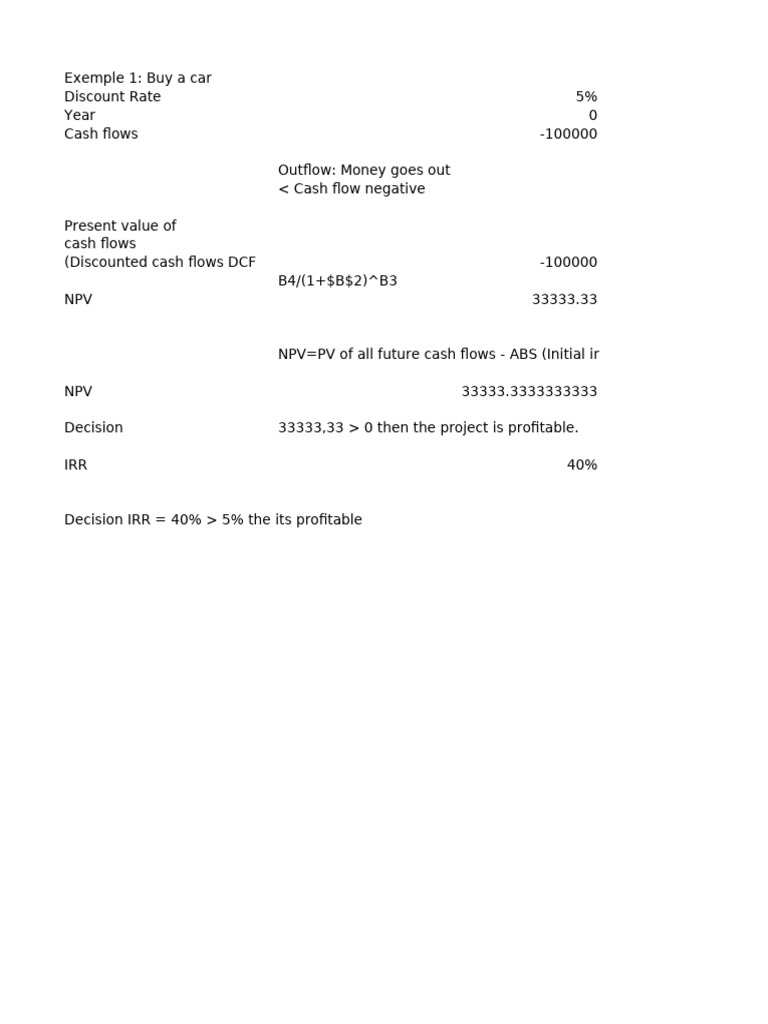 Npv And Irr Analysis For Investments Pdf