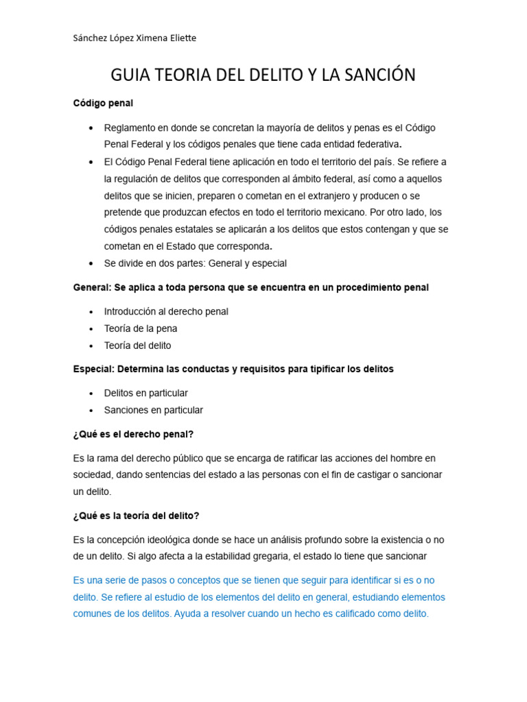 Teoría del Delito y Sanción en México | PDF | Derecho penal ...