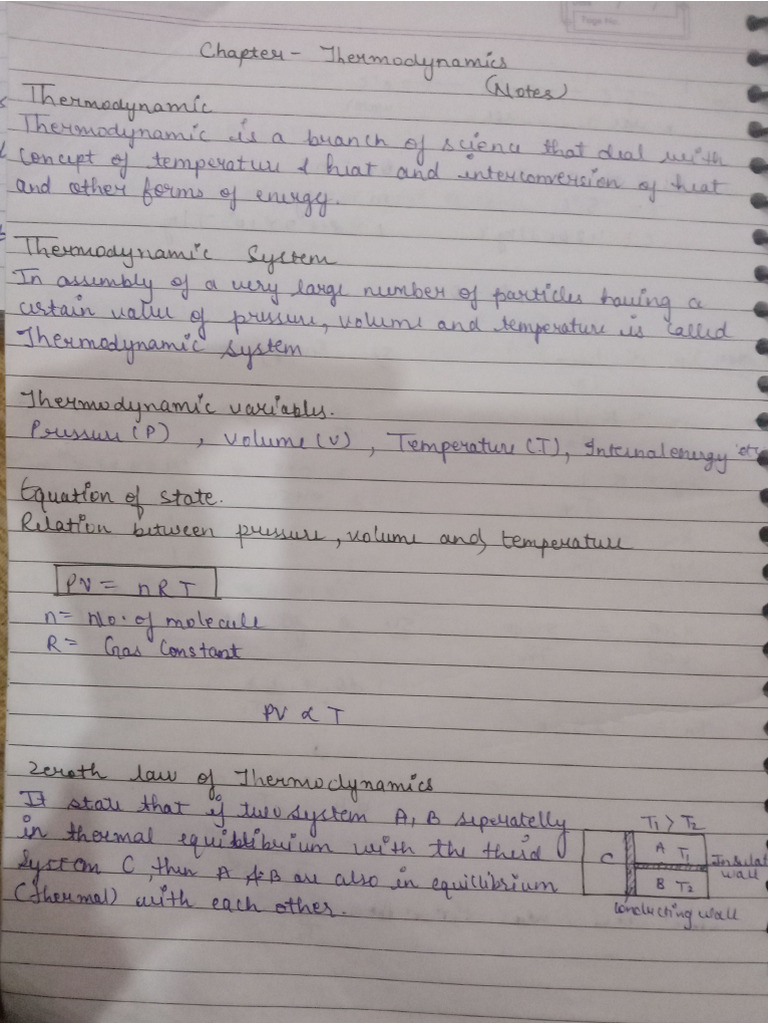 Thermodynamics Notes | PDF