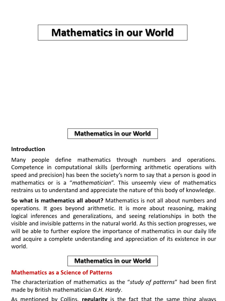 Understanding Patterns in Mathematics | PDF | Pattern | Numbers