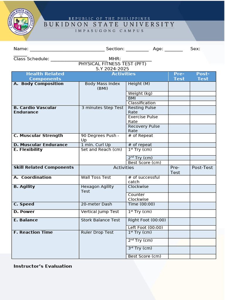 Physical Fitness Test Score Card | PDF | Physical Fitness | Body Mass Index
