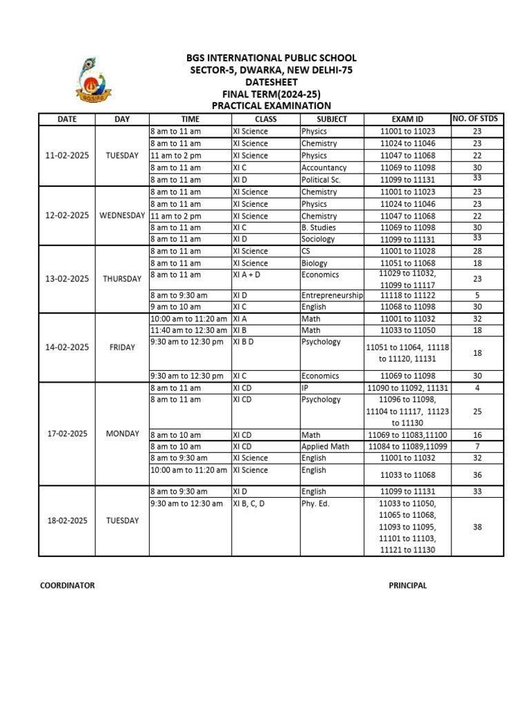 2025 Final Term Exam Schedule | PDF