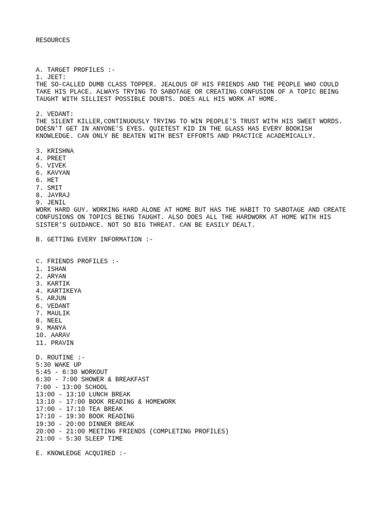 Student Routine & Profiles | PDF