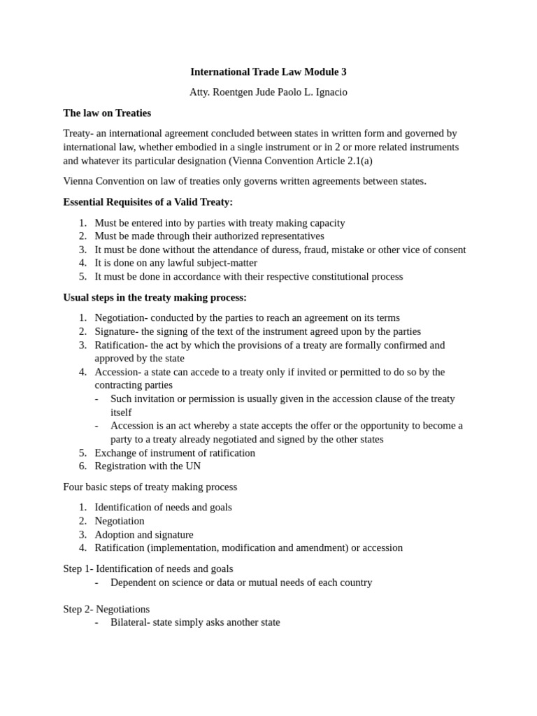 Understanding Treaty Law Essentials | PDF | Ratification | Treaty