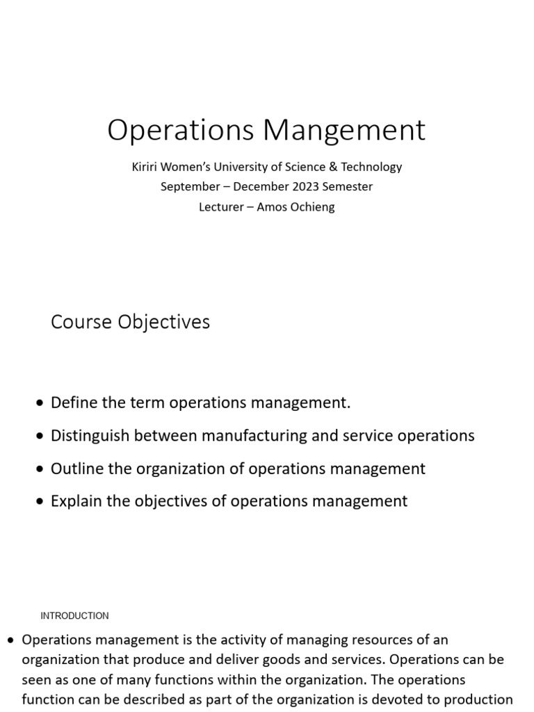 Operations Management Overview 2023 | PDF | Computer Aided Design ...