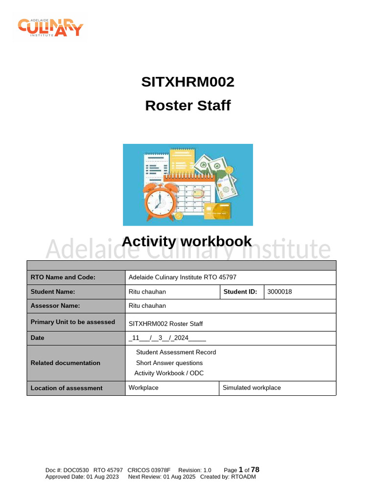 SITXHRM002 Roster Staff Activity Workbook (14) (Repaired)@ | PDF ...