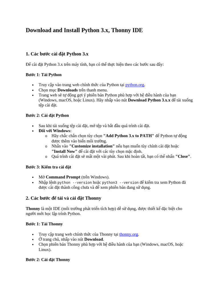 Guide download install python 3 x ide thonny pdf