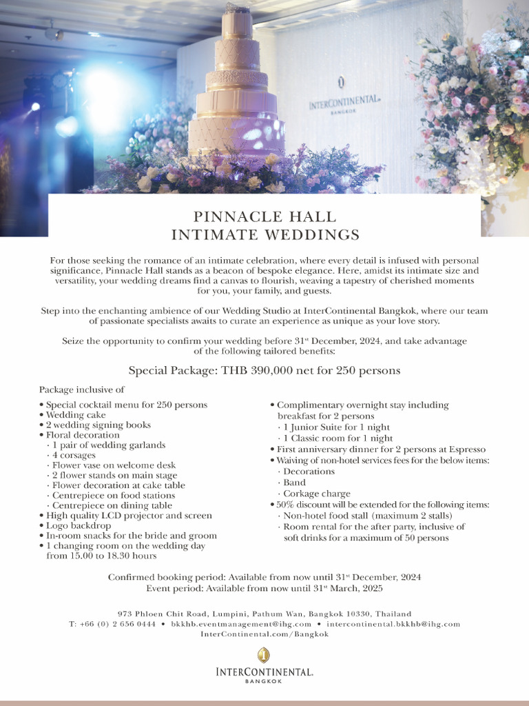 Intercontinental Bangkok Wedding Promotion Pinnacle | PDF