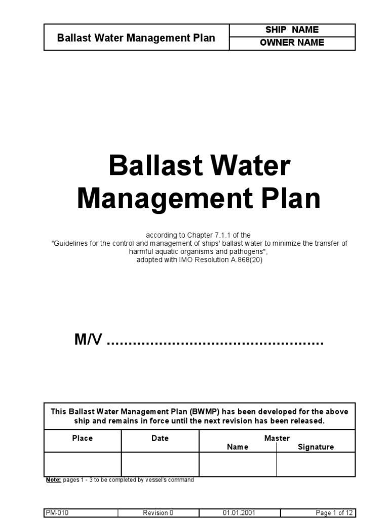 Ballast Water Management PDF Ships Sea