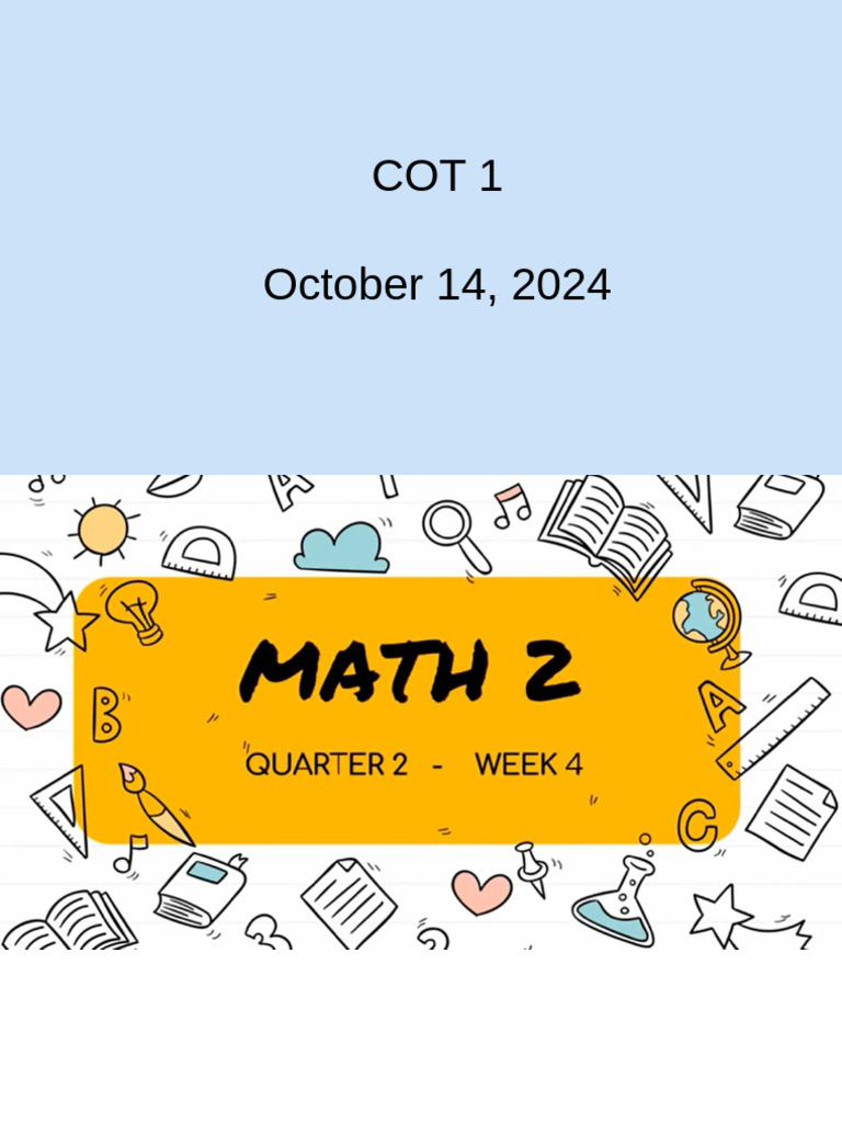 COT 1 Math 2 October 14 2024 | PDF