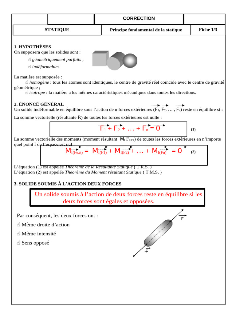 Principe fondamental de la statique PDF Équilibre thermodynamique — free download