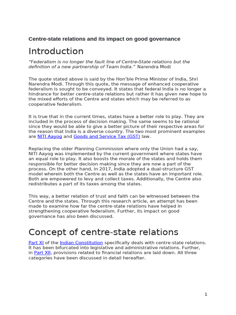 Trust in Centre-State Relations | PDF | Taxes | Legal Documents