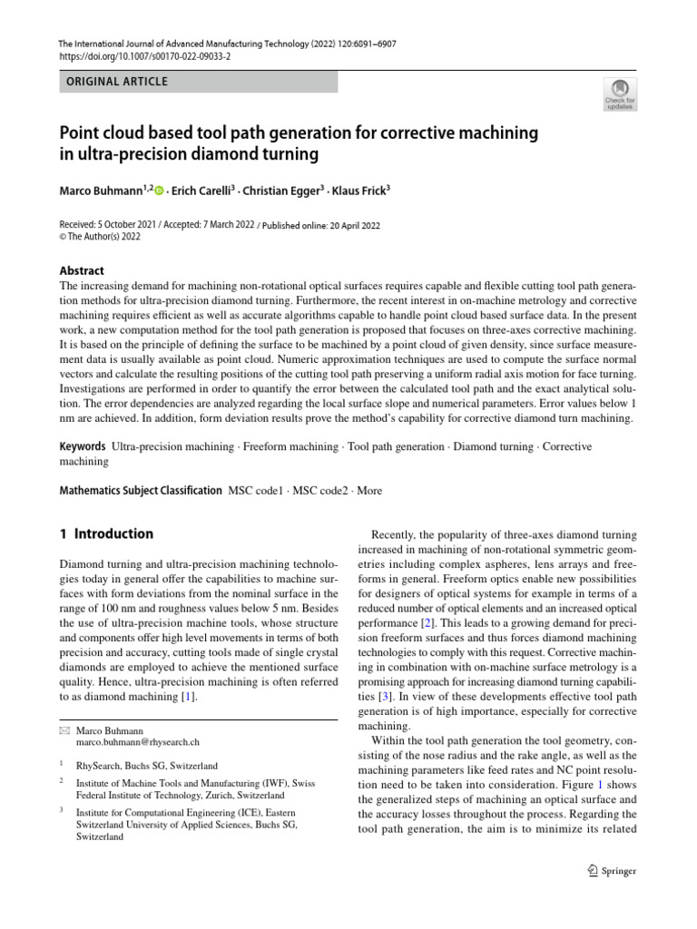 Tool Path Generation for Diamond Turning | PDF | Machining | Cartesian ...