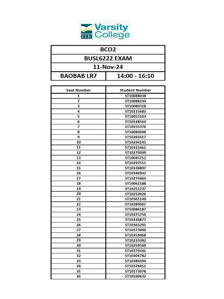 Bco2 Busl6222 Exam Notice G3 | PDF
