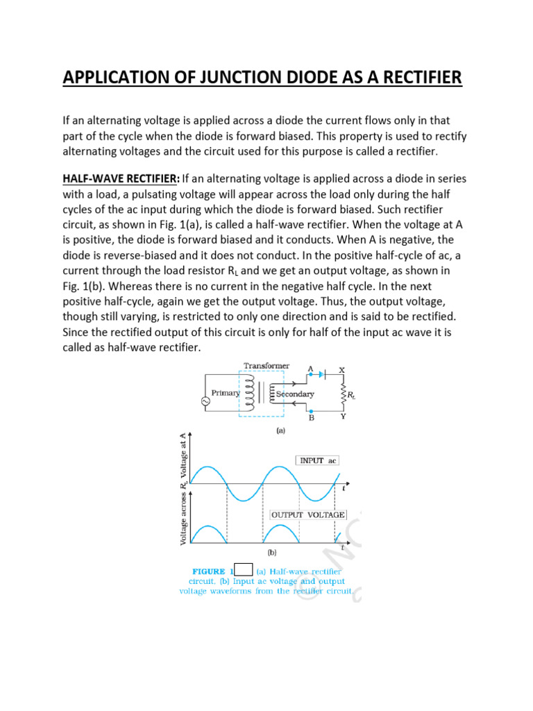DIODE AS A RECTIFIER, XII Notes | PDF | Rectifier | Diode