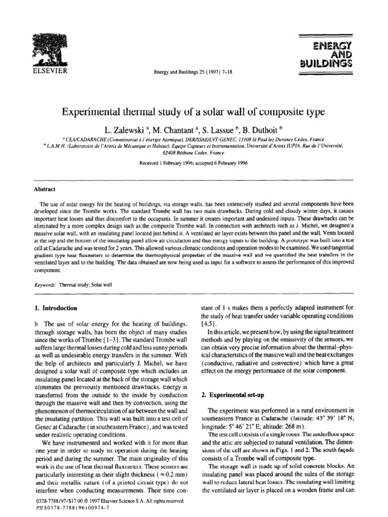 Experimental Study of Composite Solar Wall | PDF | Heat Transfer | Heat