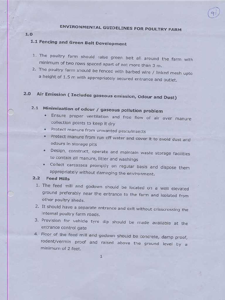 Environmemtal Guidelnes For Poultry Farm | PDF