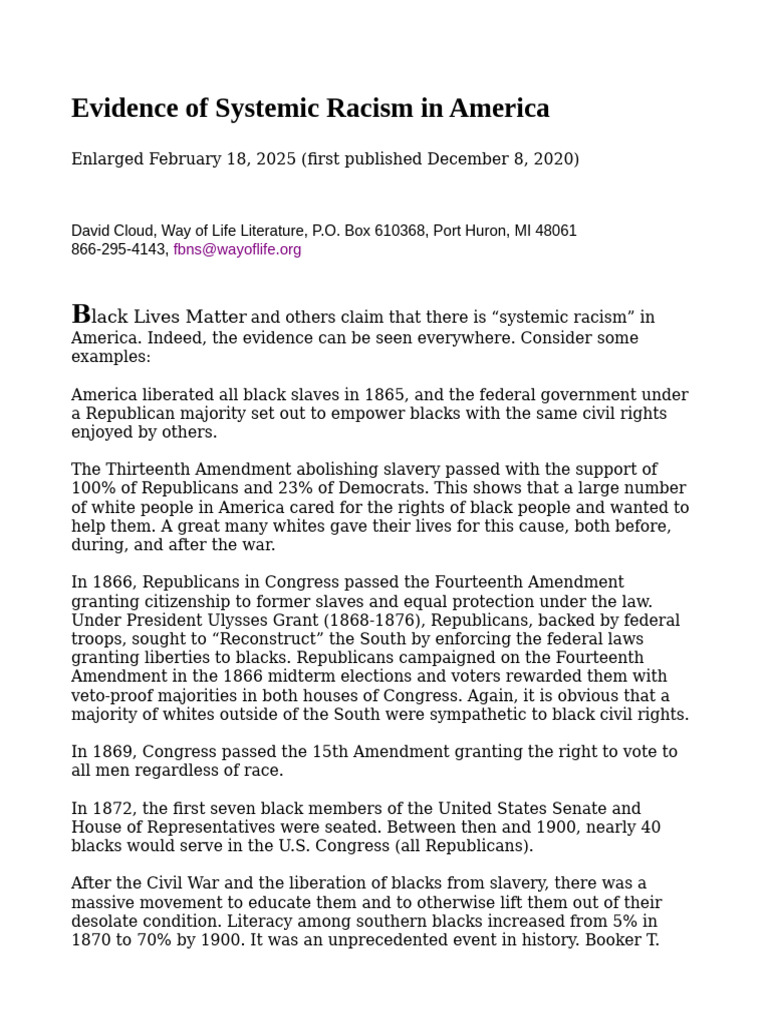 Vidence of Systemic Racism in America | PDF | Republican Party (United ...
