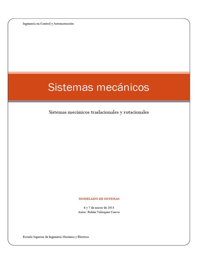 Ejemplos De Sistemas Mecánicos Pdf Fuerza Fricción