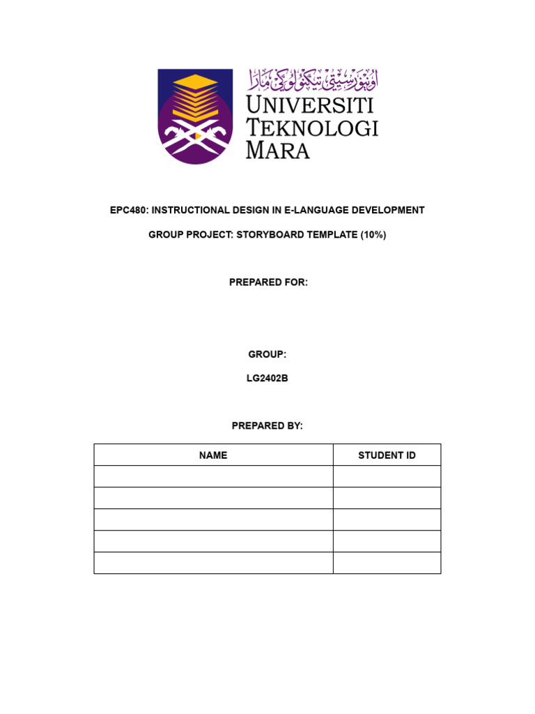 E-Language Development Storyboard Template | PDF | Learning | Multiple ...
