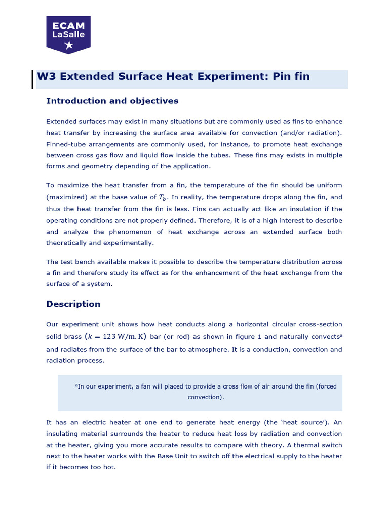 Pin Fin Heat Transfer Experiment Guide | PDF | Heat Transfer | Heat