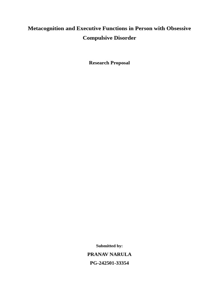 Metacognition and Executive Functions in Person S With Obsessive ...