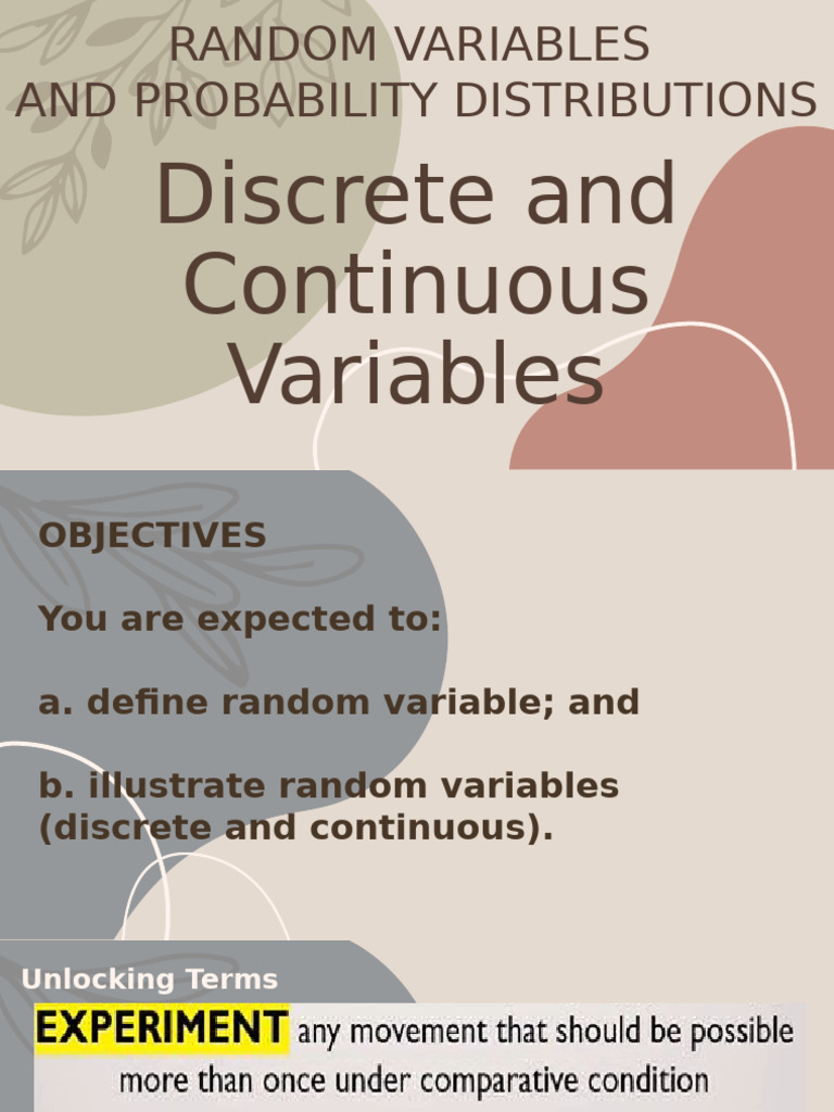 Discrete and Continuous Variables | PDF