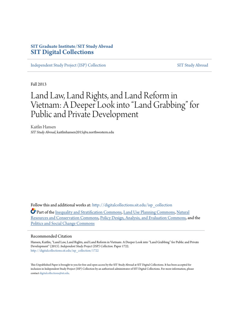 Land Law Land Rights and Land Reform in Vietnam - A Deeper Look | PDF ...