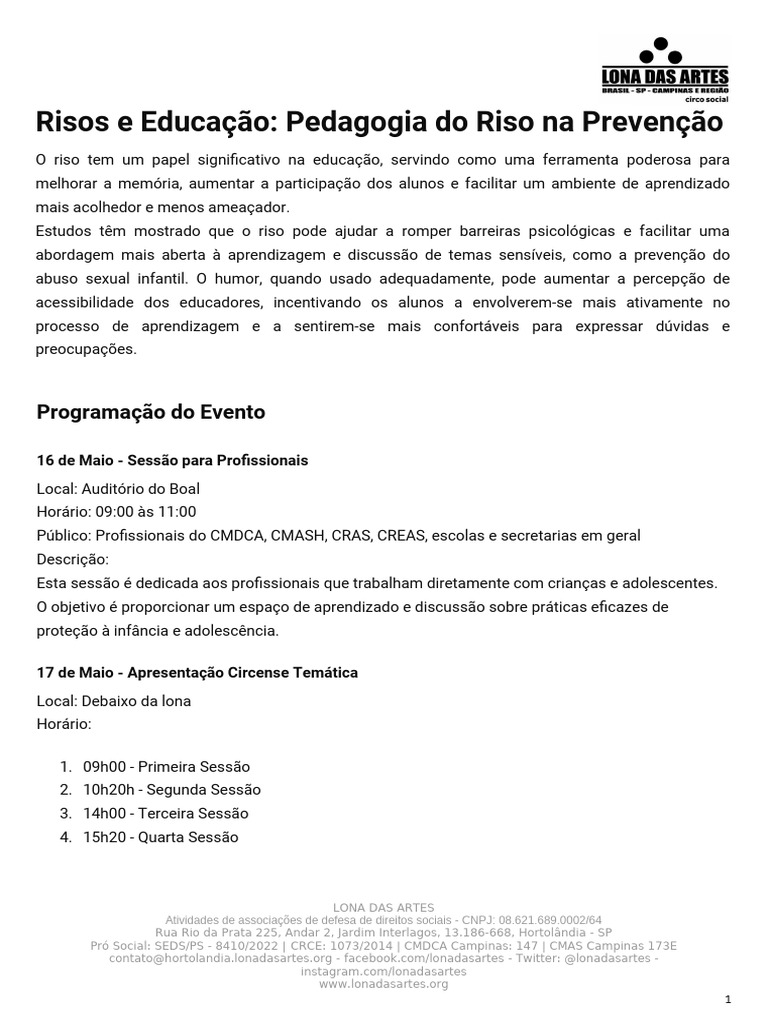 Risos e EducaÃ Ã o - Pedagogia Do Riso Na PrevenÃ Ã o - PREFEITURA ...