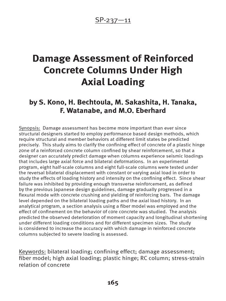 Damage Assessment of RC Columns Under Load | PDF | Strength Of ...