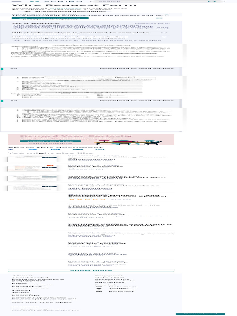 Wire Request Form PDF Cheque Wire Transfer | PDF | Scribd